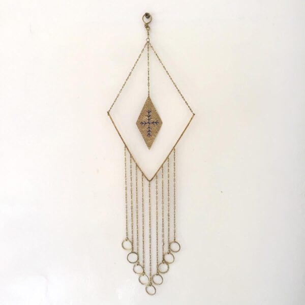 Hammered Brass Diamond Shaped Wall Hanging - Image 4