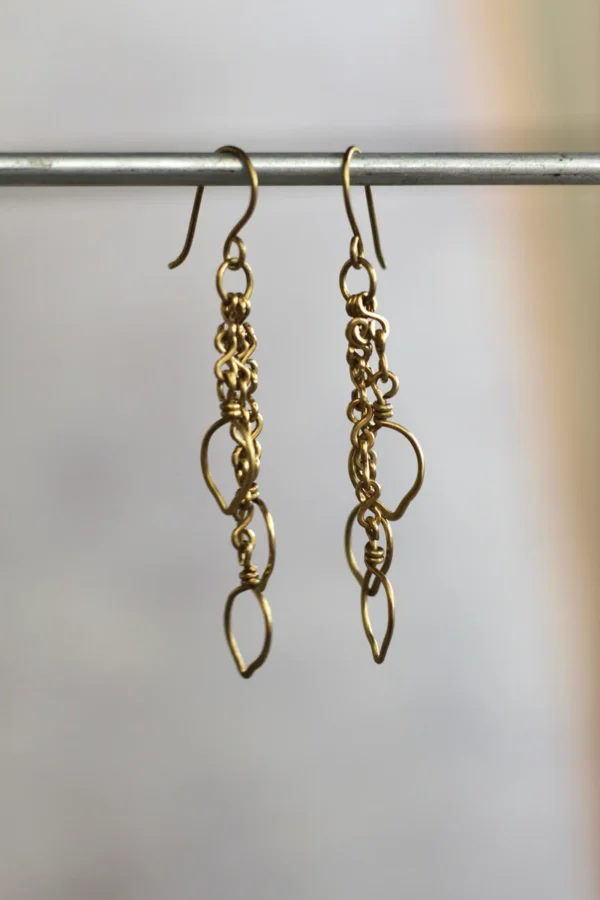 Falling Raindrop Brass Earrings - Image 2