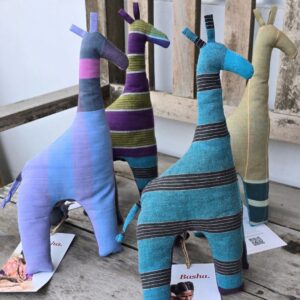 Handstitched Vintage Plaid Cotton Giraffe